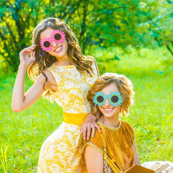 8 Stuks Hawaii Bloem Zonnebrillen voor Kinderen - Grappige Feestbril & Fotoprop van Merkloos — afbeelding 4