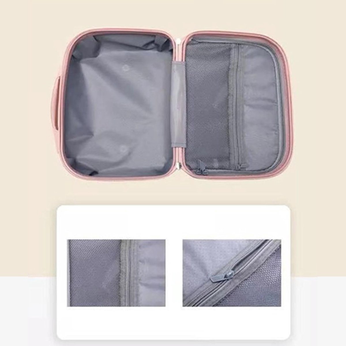 Draagbare hard-shell cosmetica tas voor reizen - Grote capaciteit, lichtgewicht en met elastische band voor vrouwen en meisjes - Perfect voor make-up en accessoires
