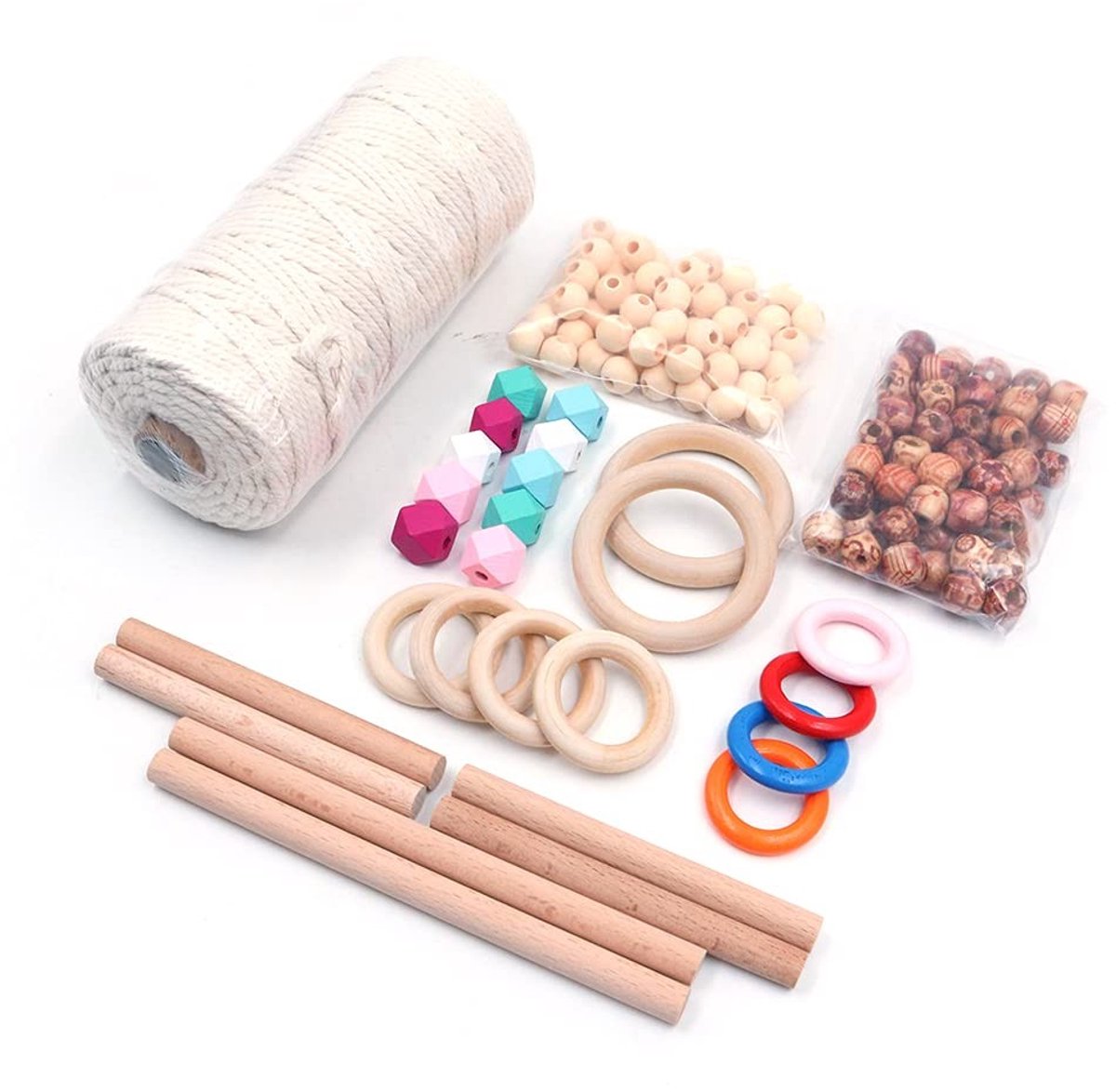 Allecto - Macrame wandopknoping kit - DIY macramé planthanger - Starterset voor beginners - Wit - Katoenen draad - Creatief ambacht - Geschikt voor..