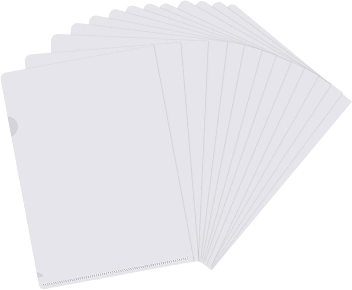 Set van 30 transparante A4 mappen met hoekbeschermers, ideaal voor het organiseren en bewaren van documenten, perfect voor studie en werk