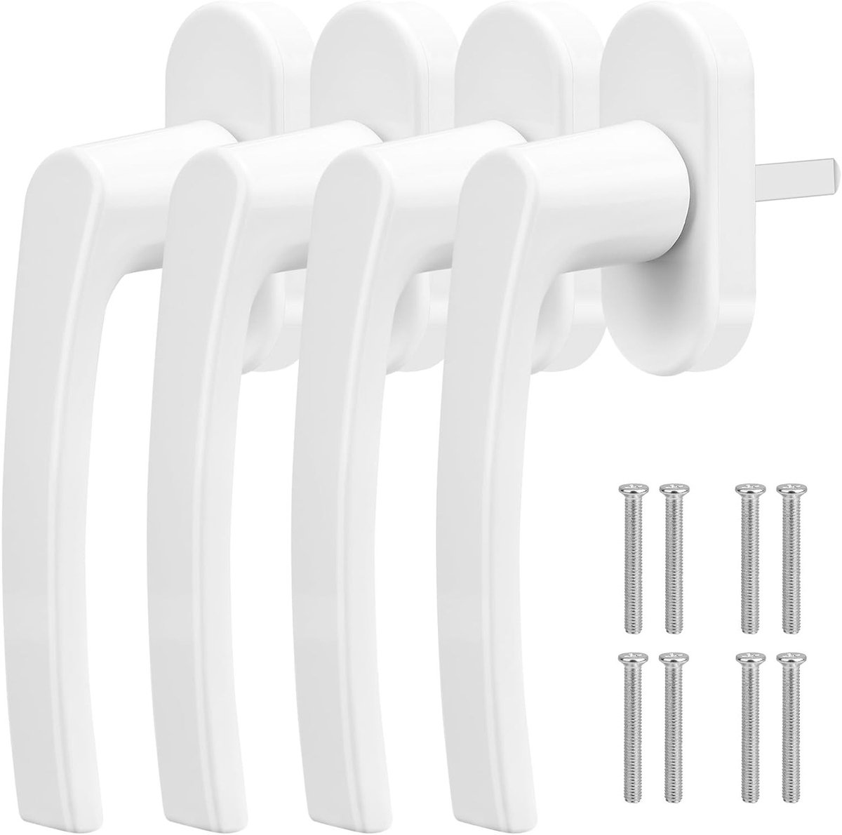 Set van 4 Witte Raamhandles, 35 mm Aluminium Handgrepen zonder Slot, Inclusief Schroeven voor Raam en Terrasdeuren