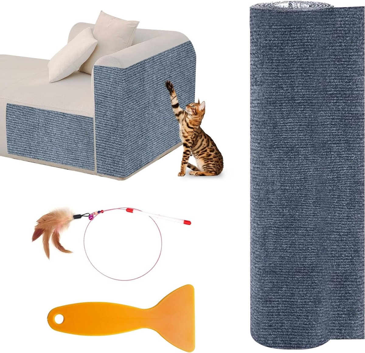 Kattenkrabdeken en Krabmat voor Katten - Krabpaal, Krabbord en Krabwand in Donkergrijs, Lichtgrijs en Khaki