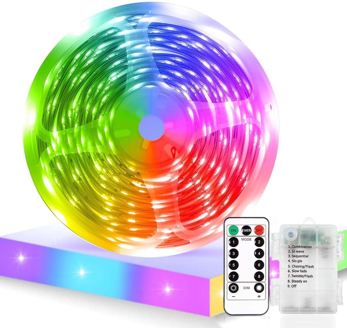 Sunshine Smile LED Strip 4m - Draadloos, 8 Modi, Timer & Kleurrijke Verlichting