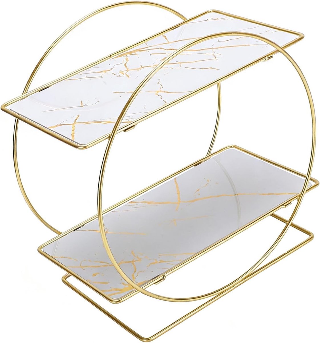 aladdien - Badkamerteller - Organizer - 2-laags Plank - Cosmetica - Huidverzorgingsproducten - Geschikt voor Badkamer - Wit - Ijzeropslag