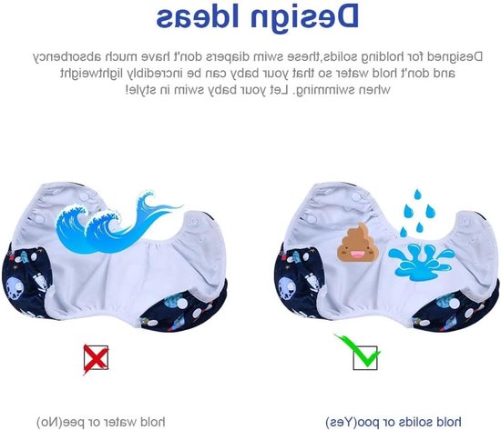 Herbruikbare zwemluier voor baby's, UV-bescherming, comfortabel en verstelbaar, ideaal voor zwemlessen en vakanties, 2-pack van Merkloos — afbeelding 2