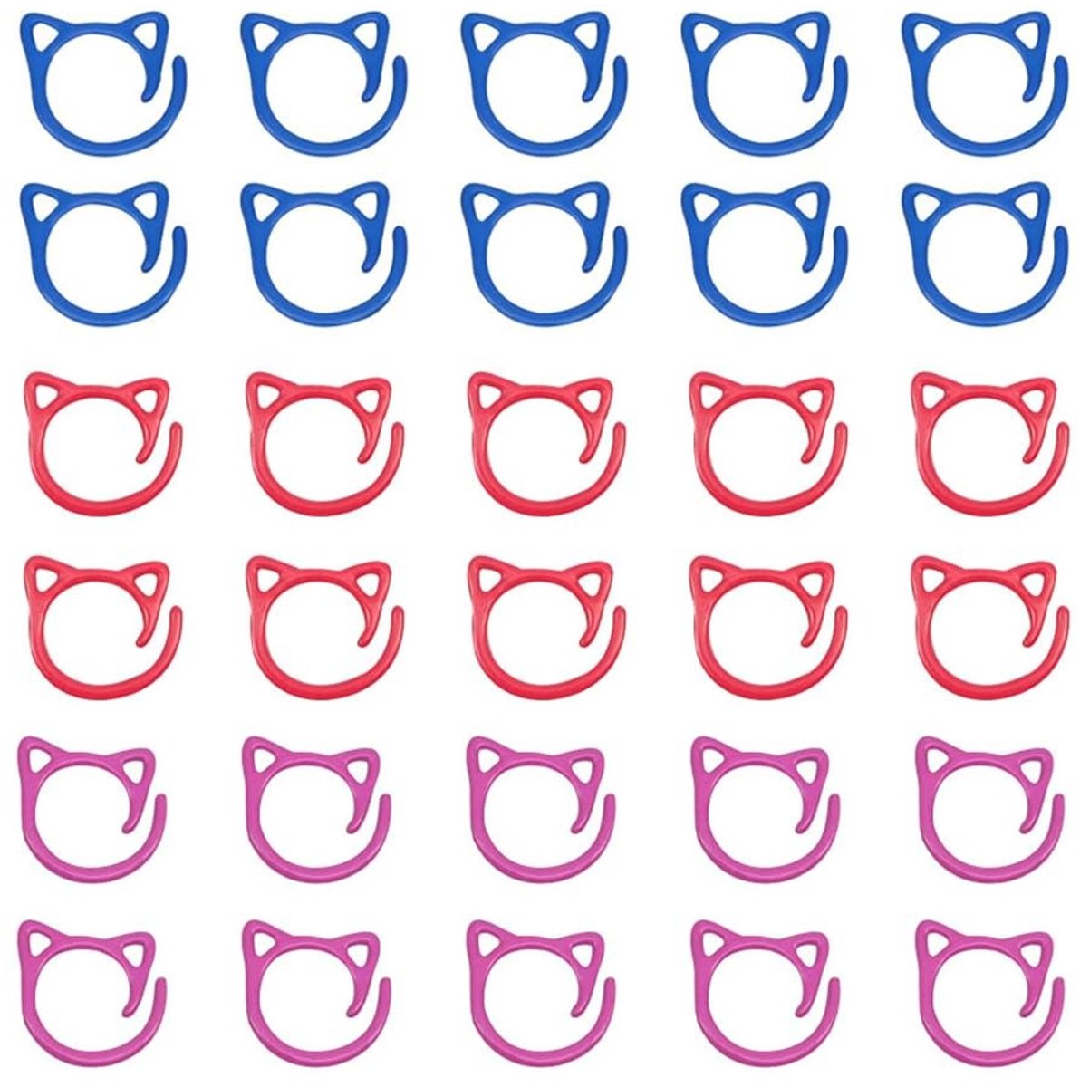 Set van 30 Metal Cat Stitch Markers - Haakmarkeerders in Kleurrijke Ontwerpen