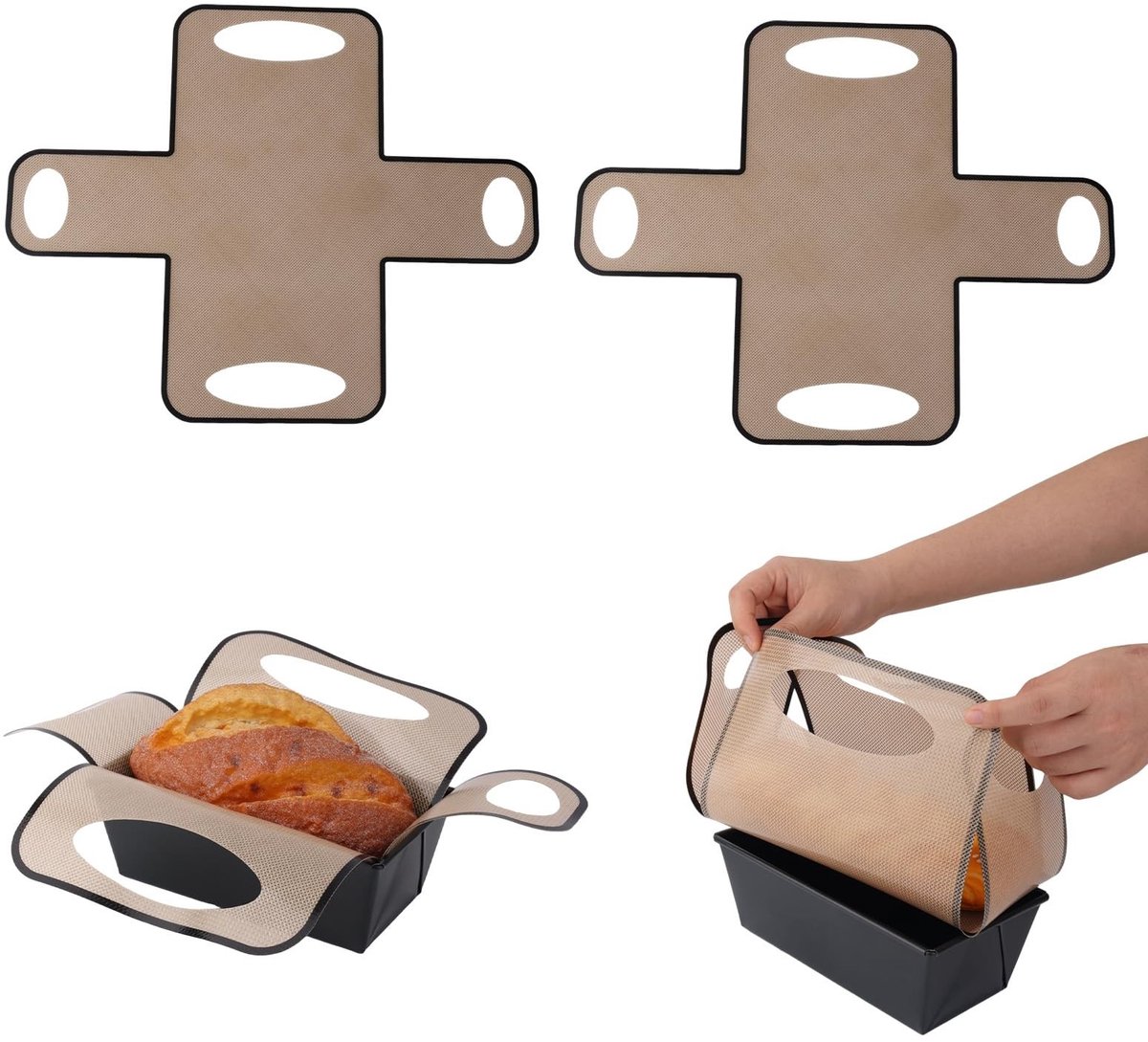 Allecto - Silicone Broodmal - Herbruikbare Brood Sling - Ideaal voor 9x5 inch Mallen - Hittebestendig - Informatie over gebruik - Geschikt voor B