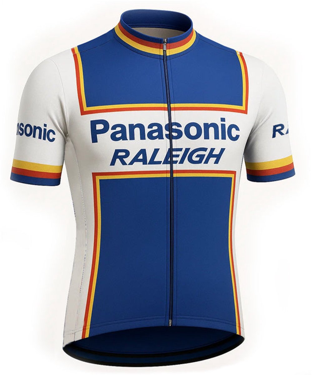 Retro Wielershirt Panasonic Raleigh - Wit/Blauw Gruppo Sportivo - XL