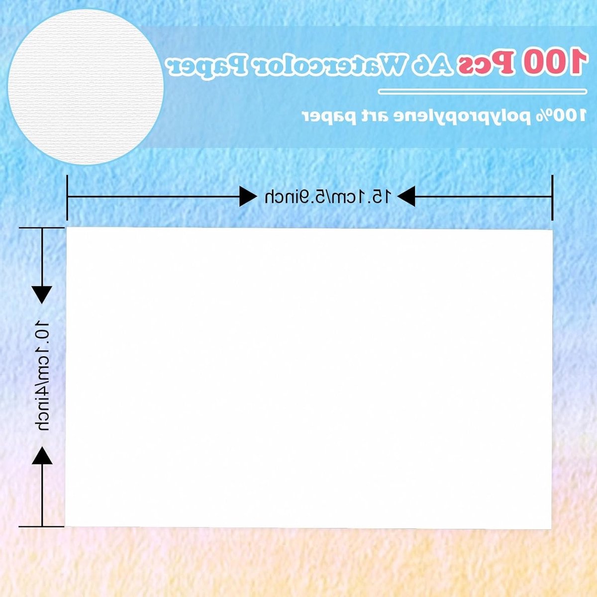 100 Vellen A6 Watercolor Papier 300 g/m², Onbedrukt, Wit, Ideaal voor Schilderen en Briefkaarten, 10.2 x 15 cm