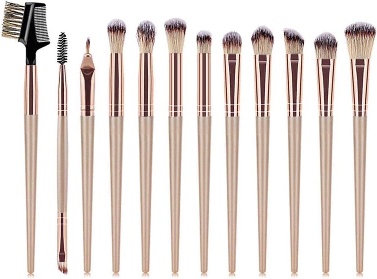 Professionele Make-up Borstelset met 12 Stukken - Foundation, Blush, Poeder en Oogschaduw Borstels voor Perfecte Make-up Resultaten