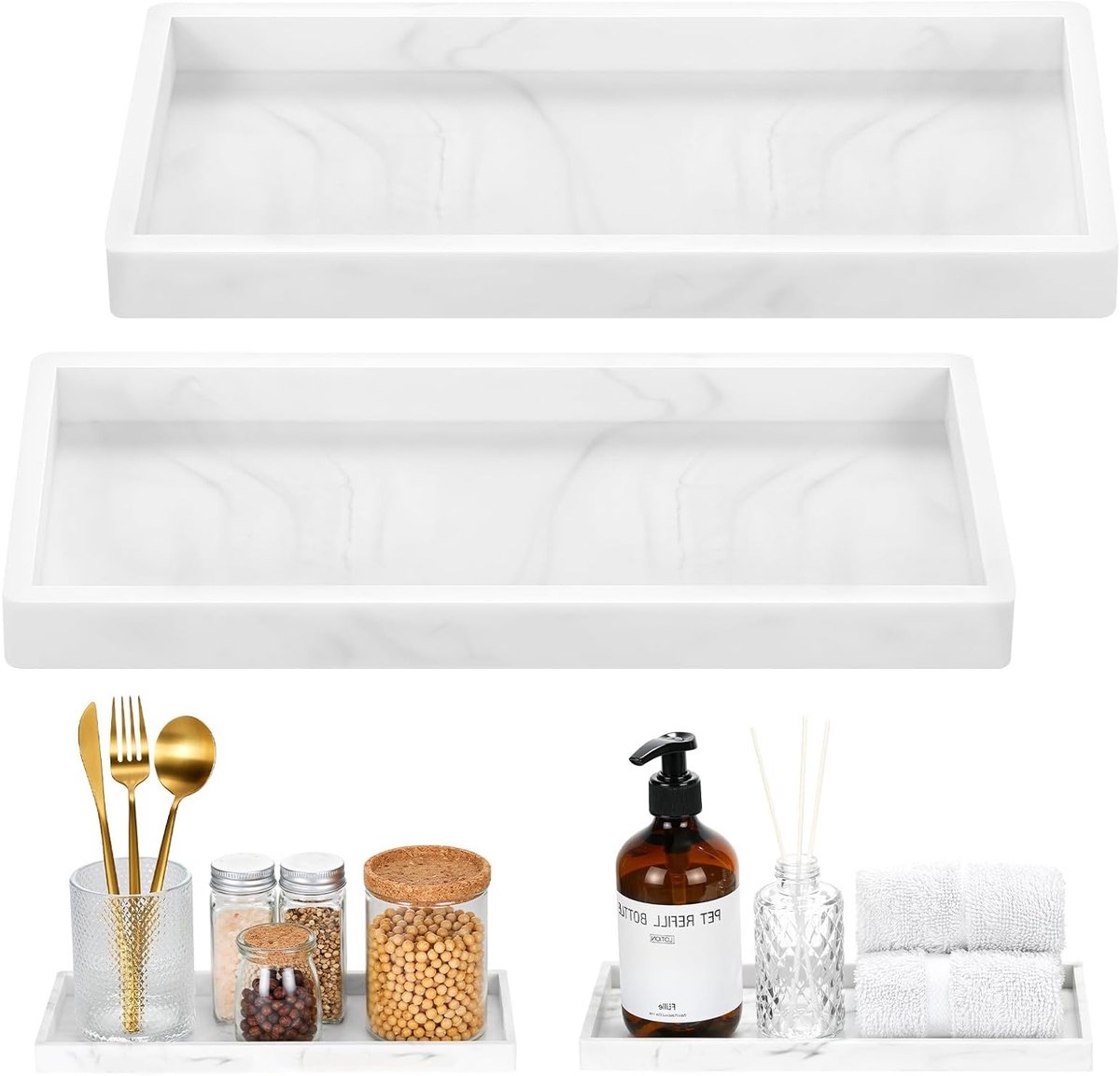Siliconen Badkamer Dienblad voor Zeepdispenser, Organizer voor Parfum, Zeep en Handdoeken,