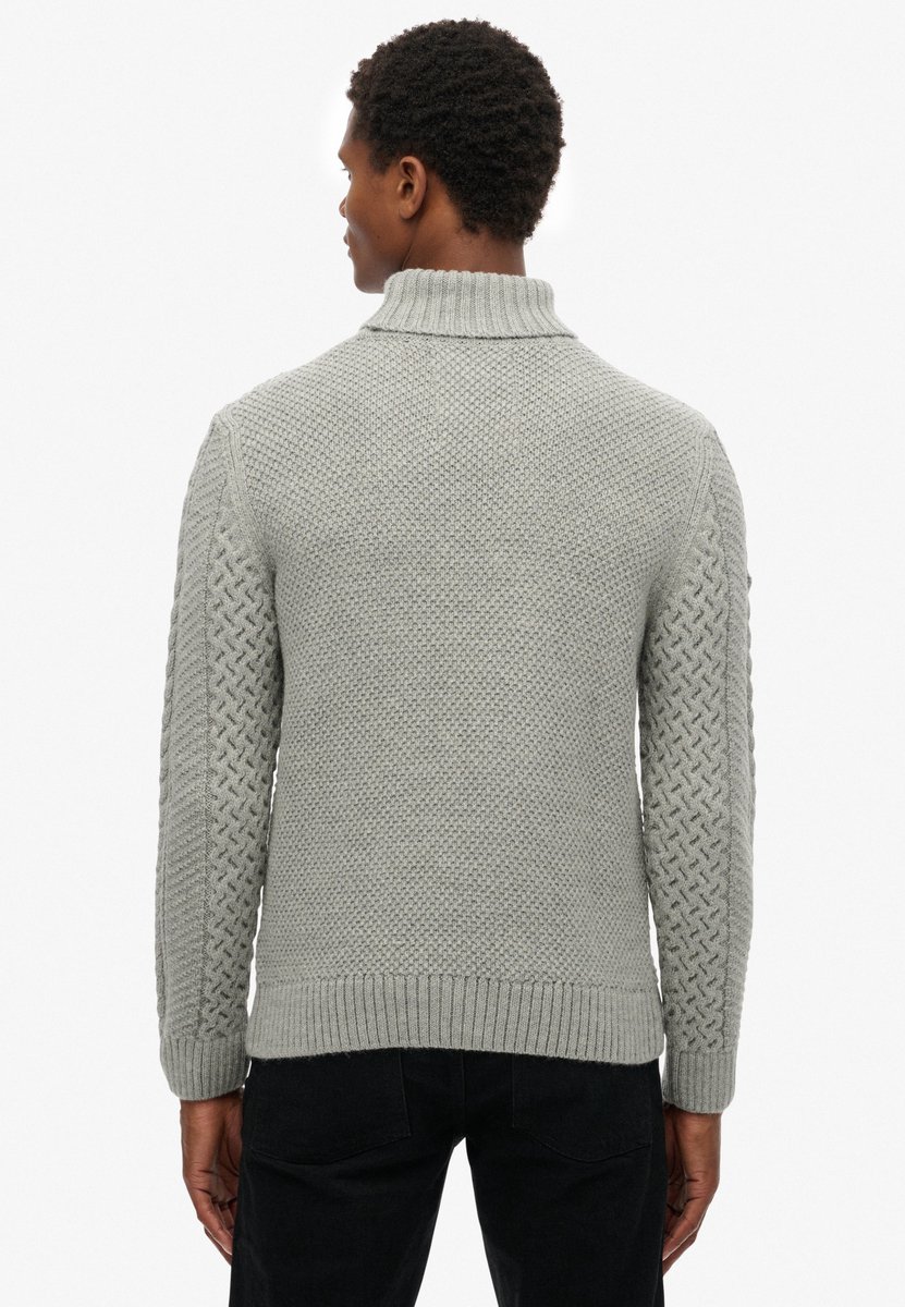 Superdry Jacob kabeltrui met rolkraag Heren Sweaters Grijs