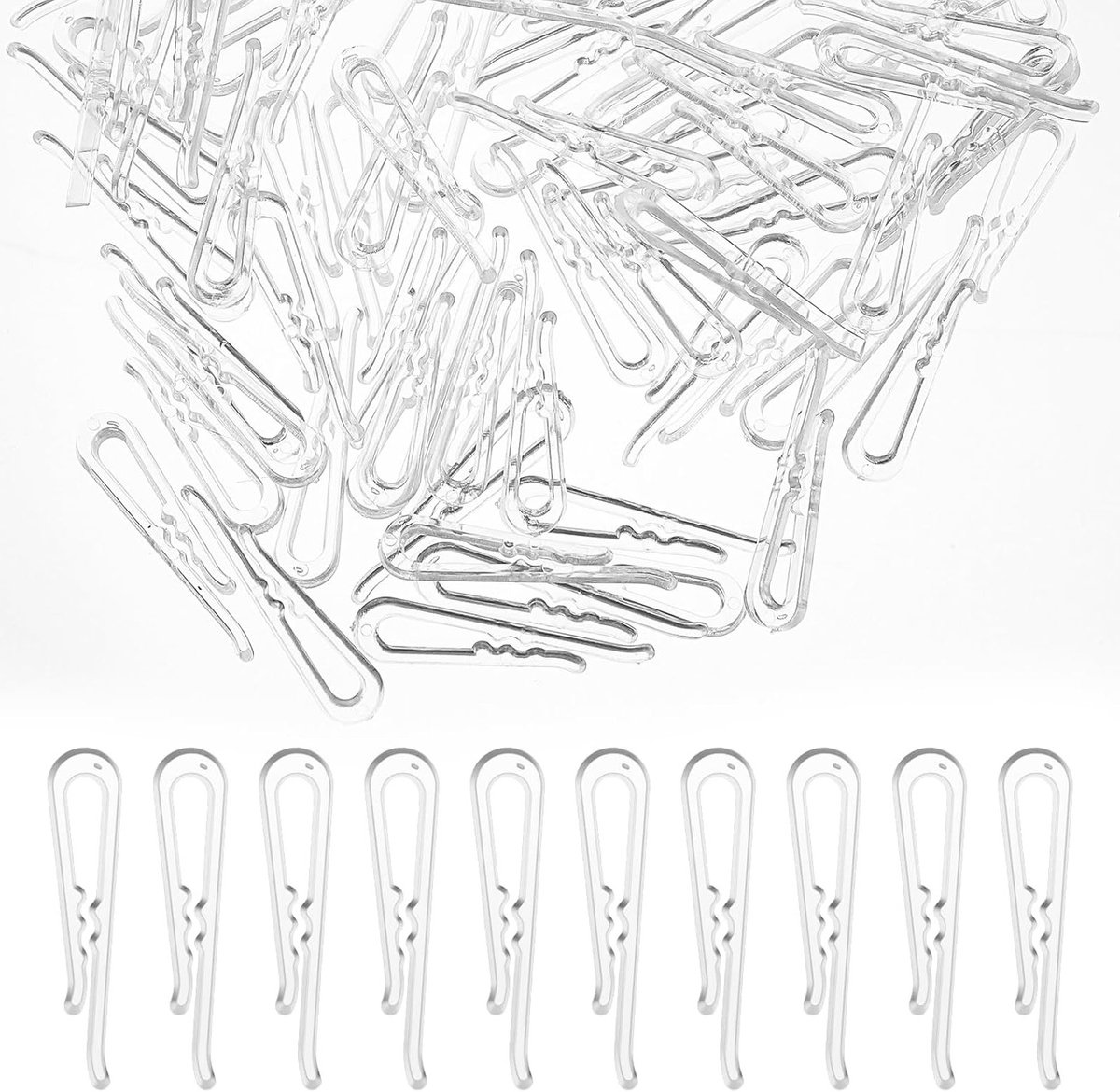 200 Transparante Krokodillenclips - U-Vormige Stofclips voor Handwerk en Kleding (38mm)