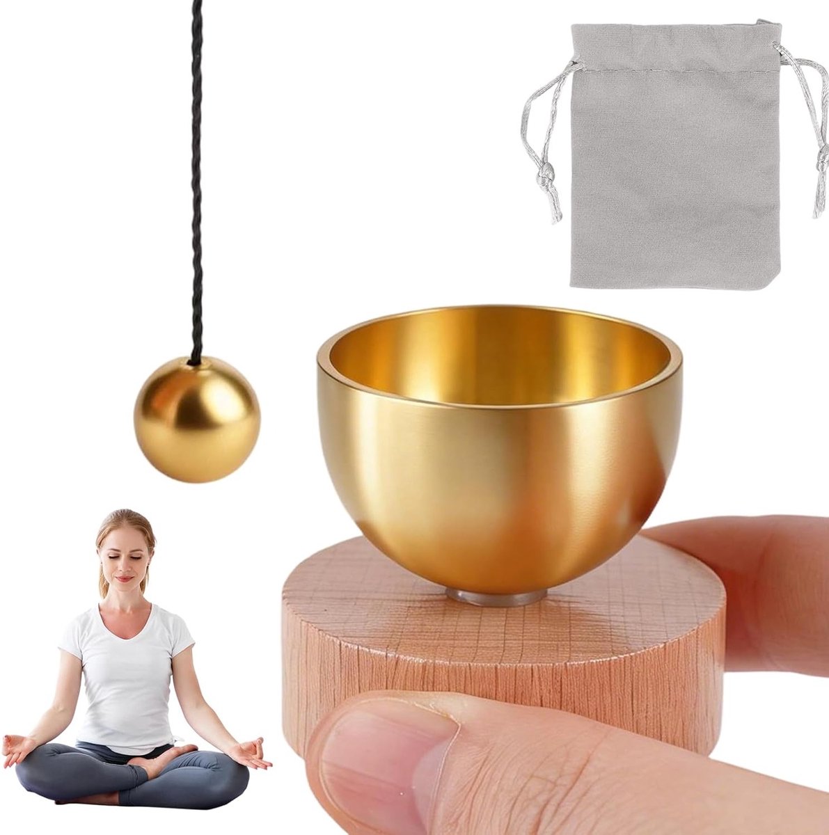 Set van Tibetaanse Klankschalen Klein, Ø 3 cm - Inclusief Kussen en Tas, Handgeslagen Meditatie Klankschaal voor Holistische Genezing, Stressverlichting en Ontspanning