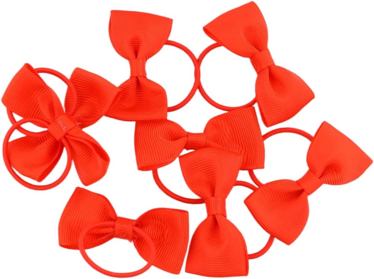 10 stuks haarelastiekjes met strik, haarbanden voor meisjes, elastiekjes voor kinderen en volwassenen, trendy haaraccessoires in het rood