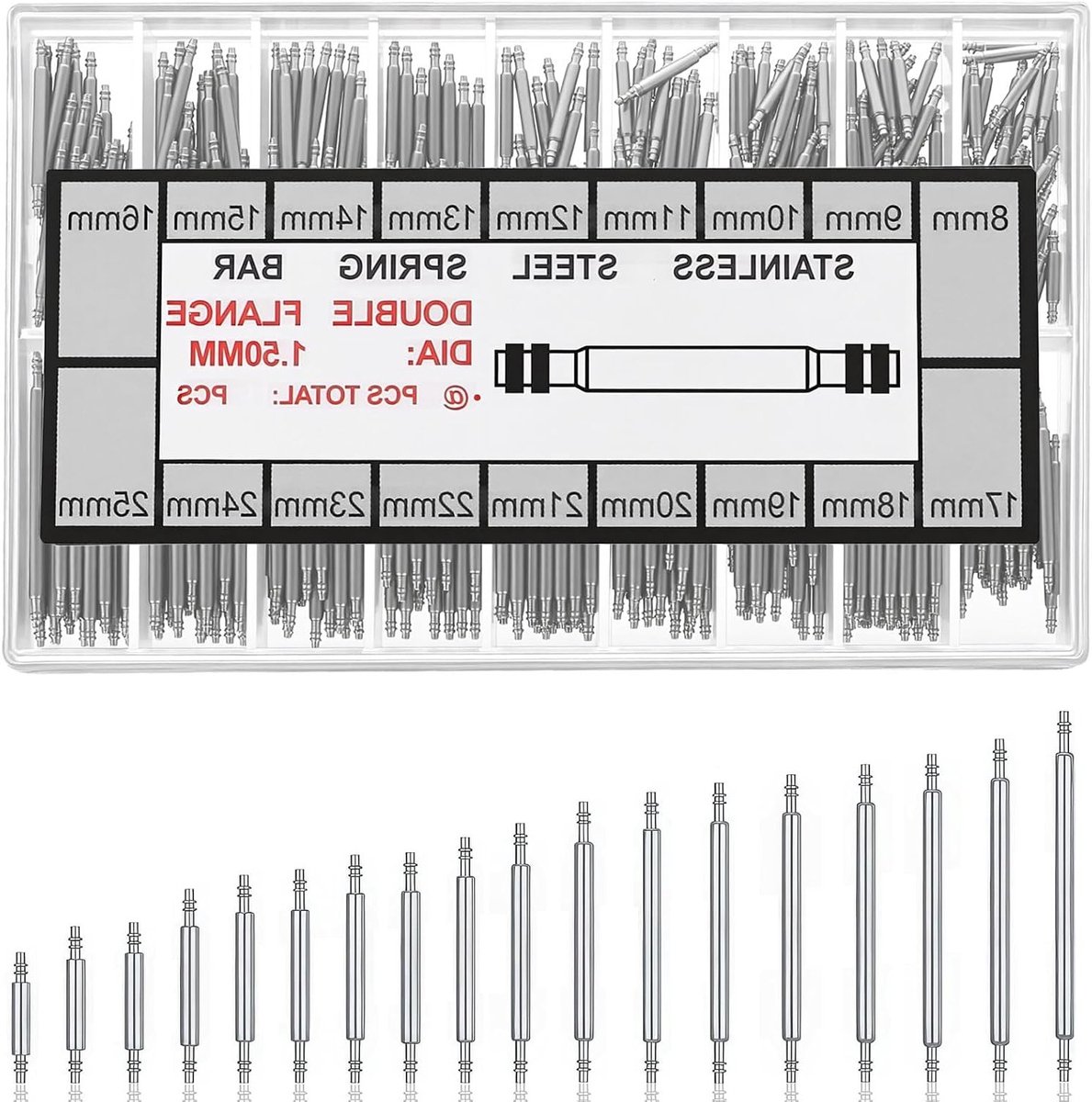 Complete horlogegereedschap set met 400-delige roestvrijstalen springbars en bandpen tool, ideaal voor horlogeband wisselen, afstellen en reparaties voor hobbyisten en professionals