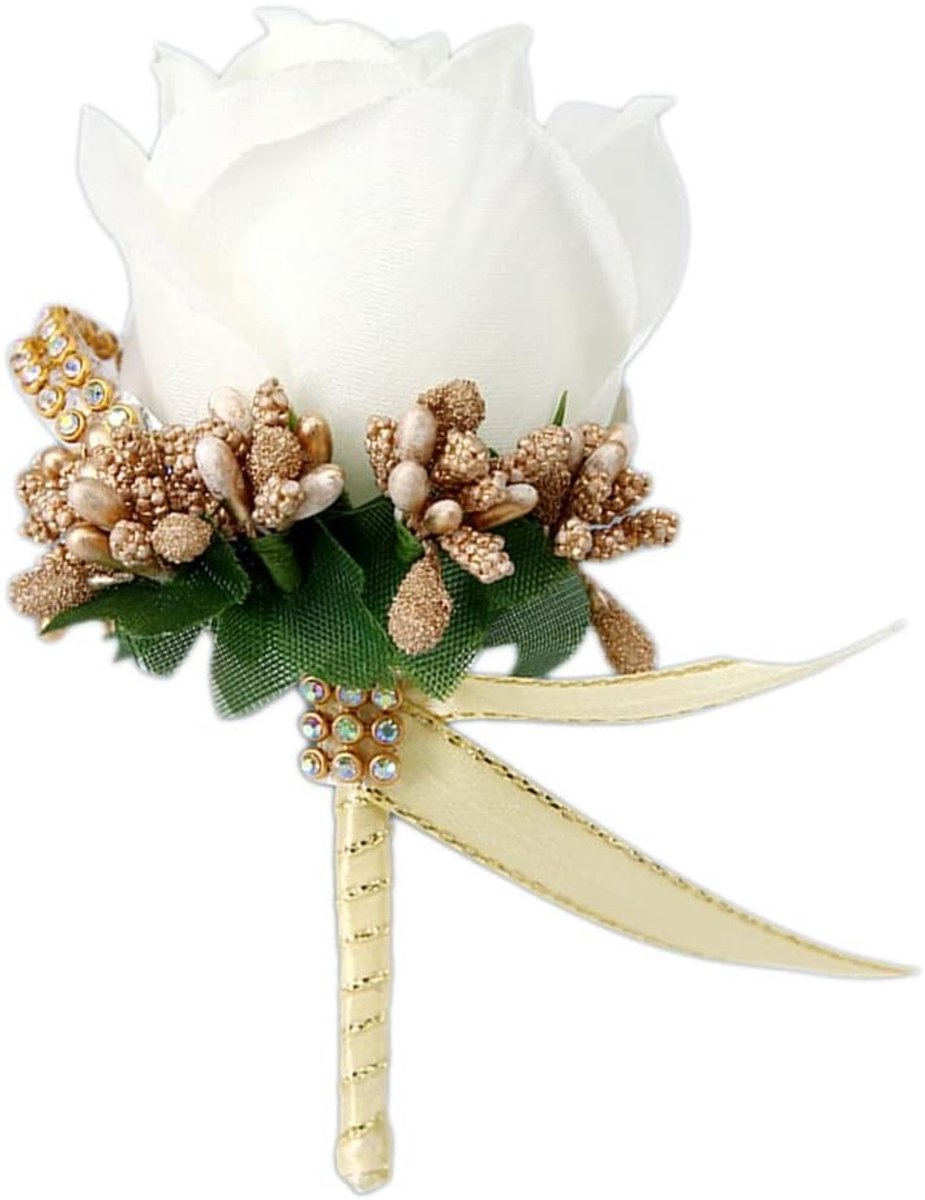 2 stuks bruiloft boutonni鑢ebloemen,boutonni鑢e,bruiloftsaccessoires,kunstmatige rozen,aansteker,bruidegom,bruiloftsaansteker,met clip,voor bruid,bruidsmeisjes,gasten,heren en dames,goud,2 stuks