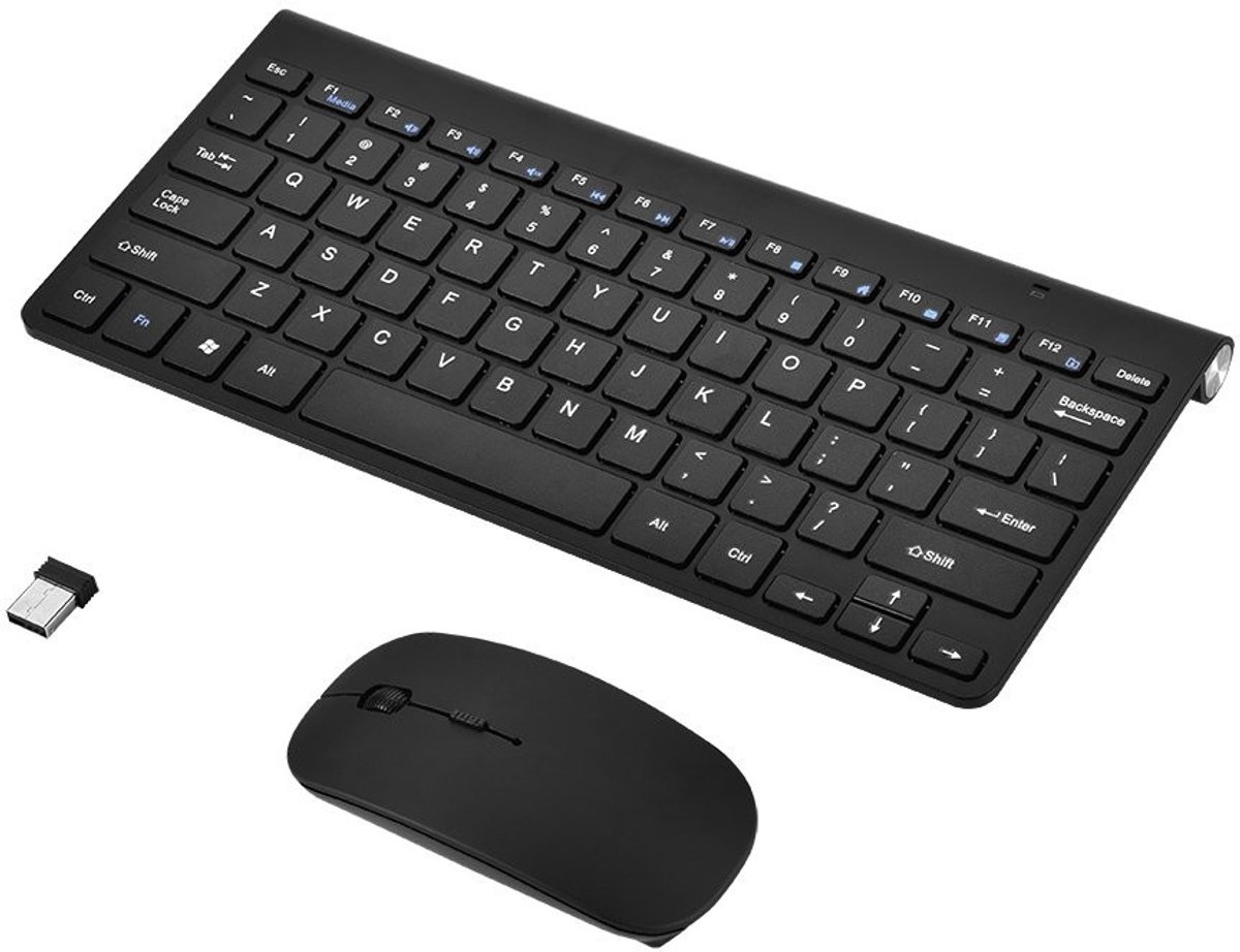 Allecto - Draadloos Keyboard en Muis Set - Ergonomisch Ontwerp - Zwart - Waterdicht - Compact en Lichtgewicht - Geschikt voor Laptop en Desktop - U..