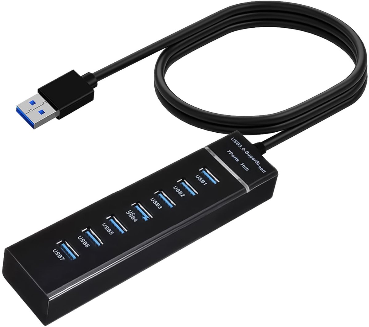 Allecto - USB 3.0 Multiport Hub - 7 Poorten - Supersnelle Dataoverdracht - Zwart - USB Hub voor Apparaten - Ideaal voor Thuiswerk en Kantoor