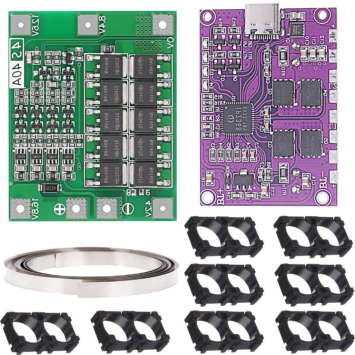 Sneloplaadmodule 100W met Twee Richtingen en Type-C Interface voor 4S Batterijen met Houder en Nikkelstrepen