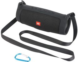 Duurzame Siliconen Hoes voor JBL Charge 4 Draagbare Bluetooth Speaker met Carabiner en Schouderriem - Zwart