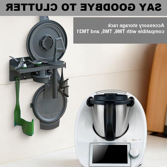 Muurbeugel voor Thermomix accessoires, boorvrij, voor opbergen van deksel, spatels en schoonmaakborstels — afbeelding 4