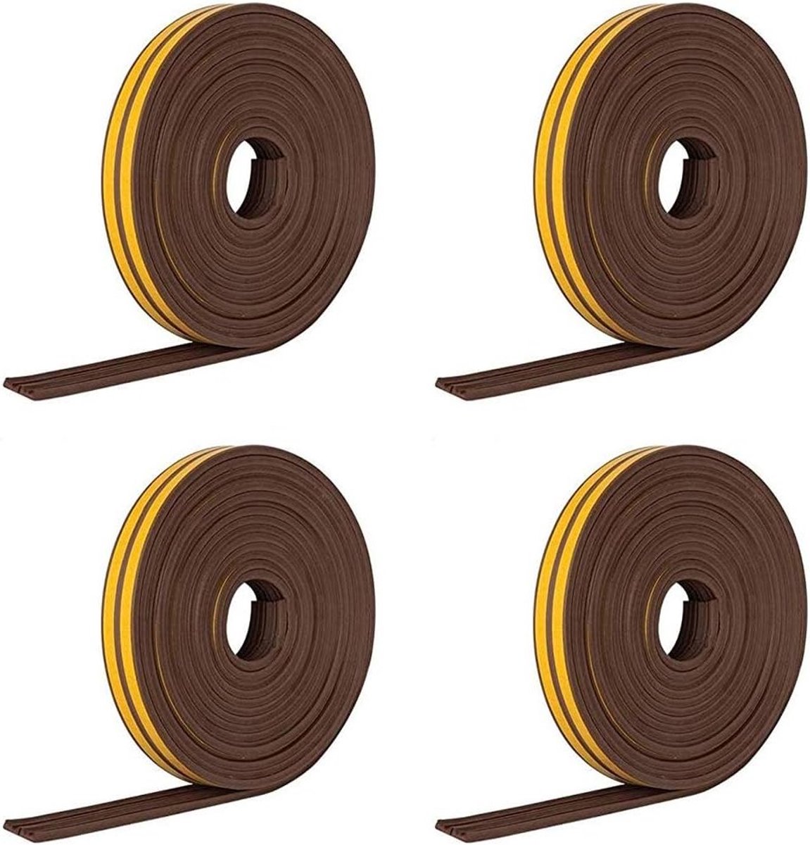 Set van 4 Zelfklevende Raamafdichtingsstrips, Geluiddichte Afdichtstrips en Tochtstrip voor Deuren en Ramen, 9 mm x 4 mm x 2.5 m, Totaal 20 m (Type E)
