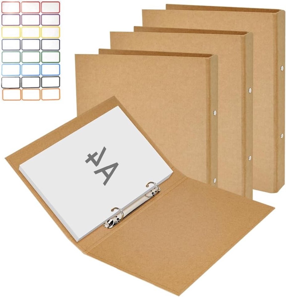 Navulbare A4-ringmap van kraftpapier met 2 ringen, ideaal voor archivering en organisatie, 23,5 x 31,5 cm