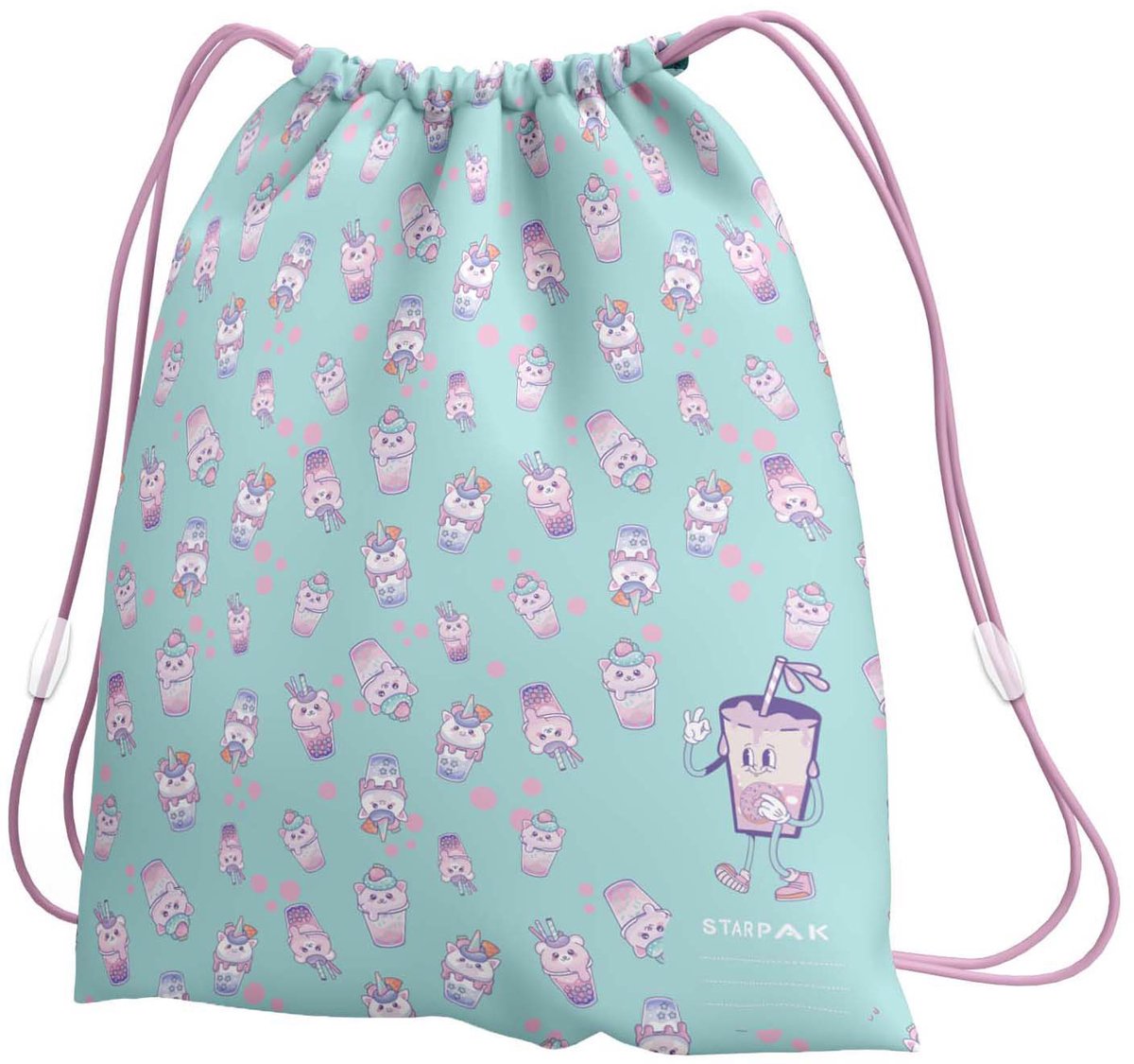 Lobbes gymtas bubbel tea pastel kleuren schoudertas voor kinderen.