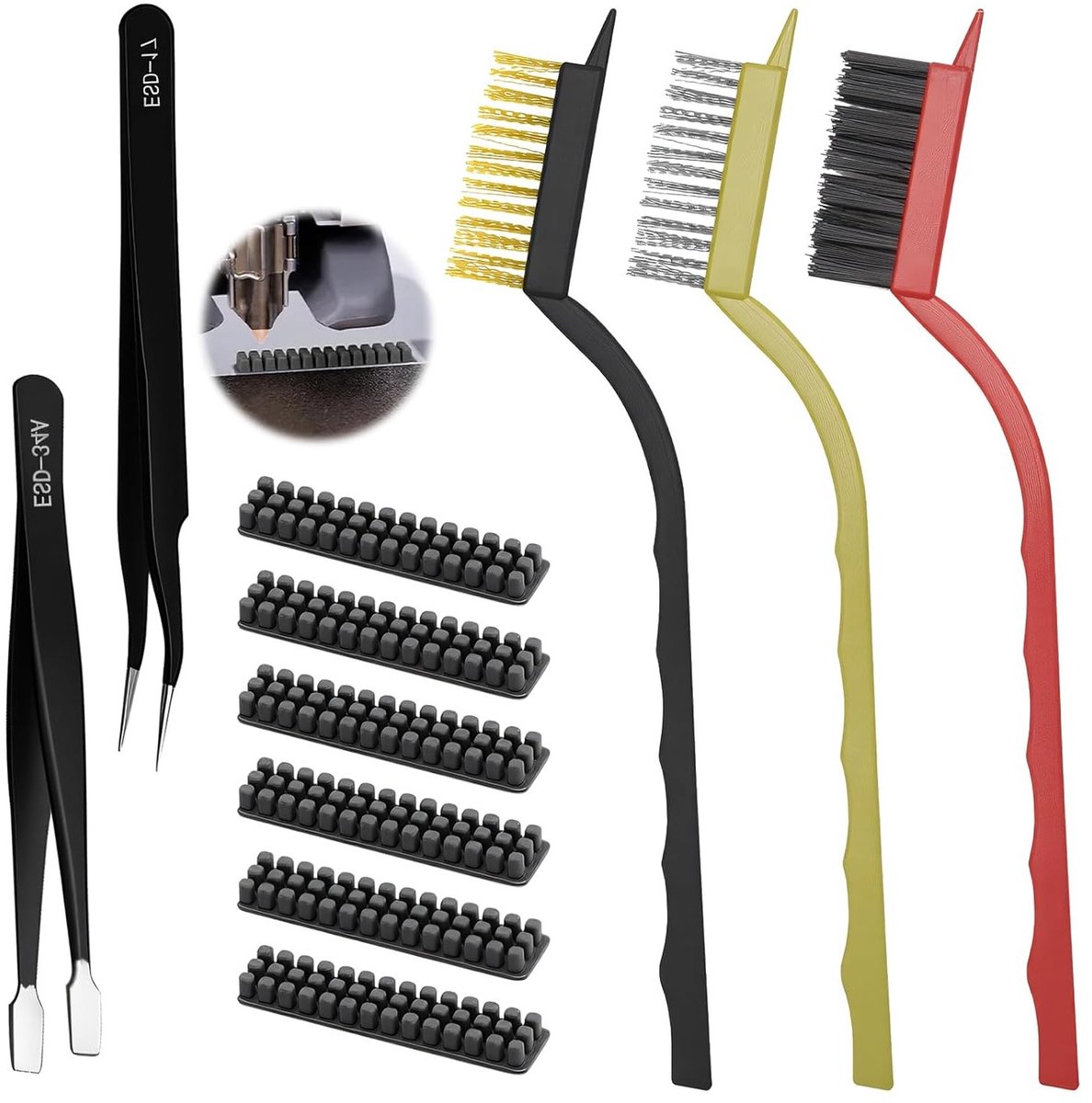 3D printer accessoire set 11-delig - silicone en koperen borstels - ideaal voor Bambu Lab A1 - effectieve reiniging - ShopVlot