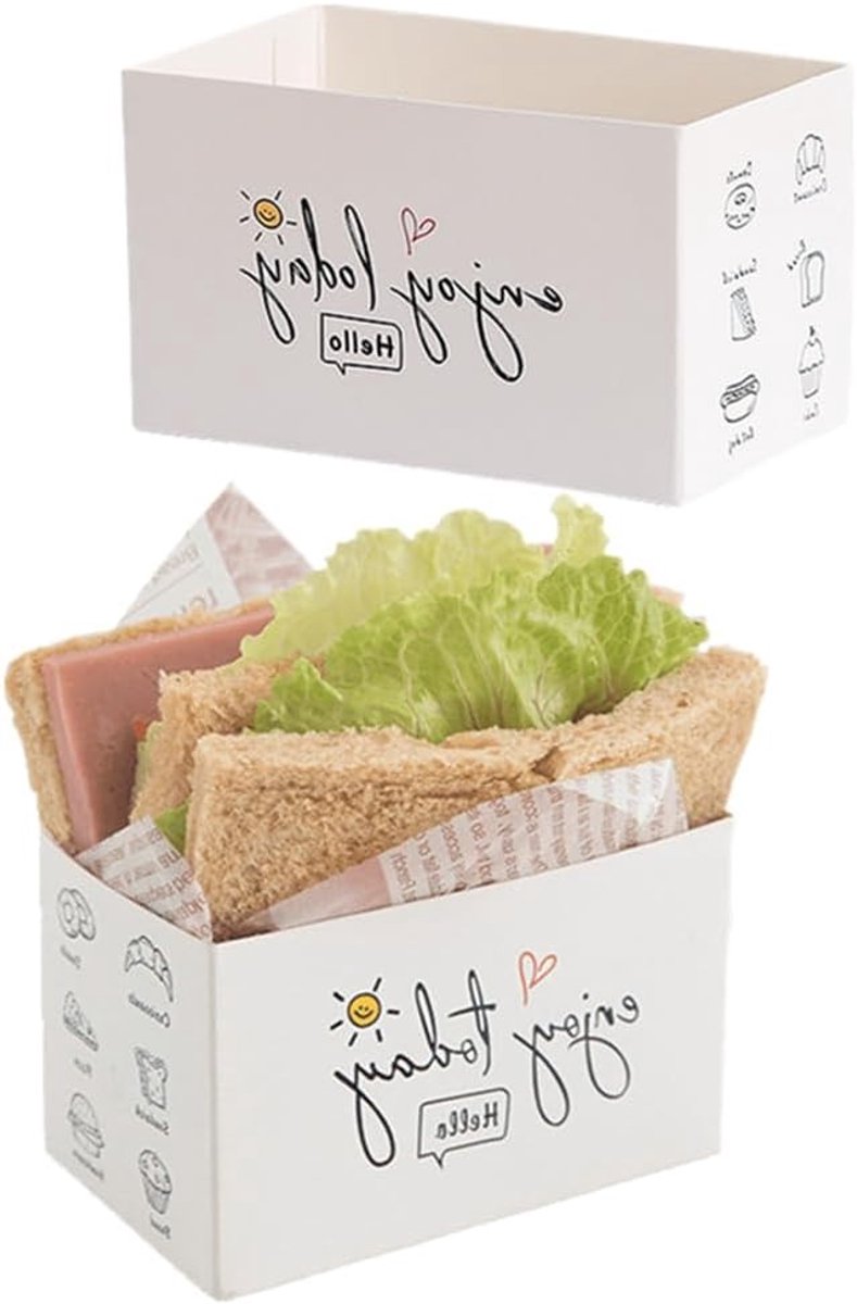 Papieren takeaway containers 50 stuks - mini burgerdozen - natuurlijk papier - ideaal voor restaurants en picknicks - ShopVlot