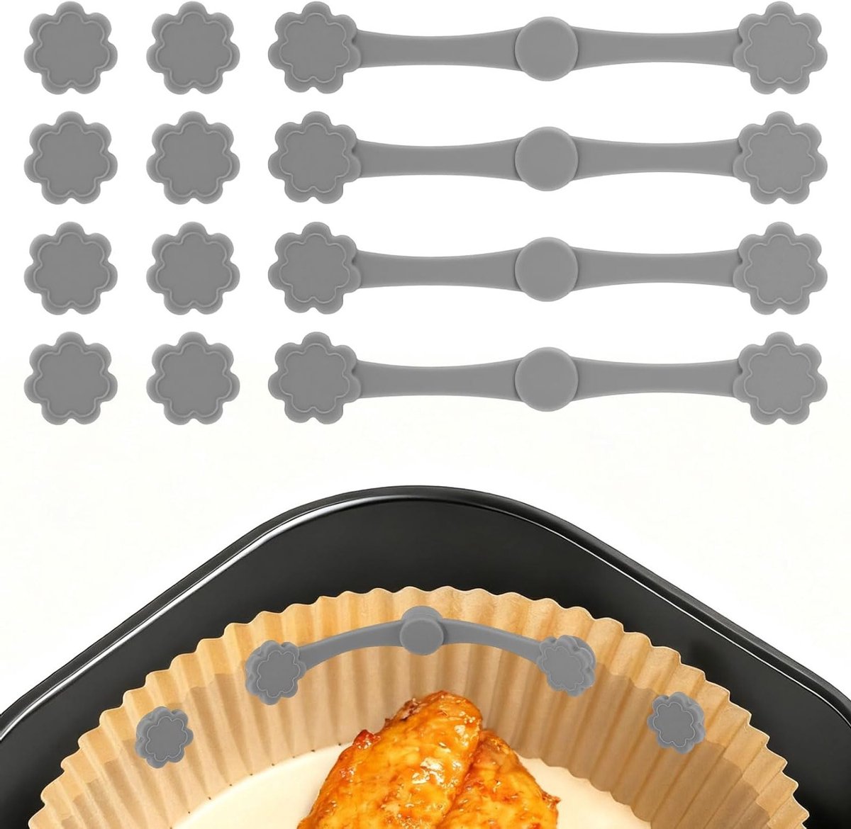 Baking Paper Magneten voor Airfryer - Set van 12 Magneten voor Veilig Bevestigen van Bakpapier en Mandje