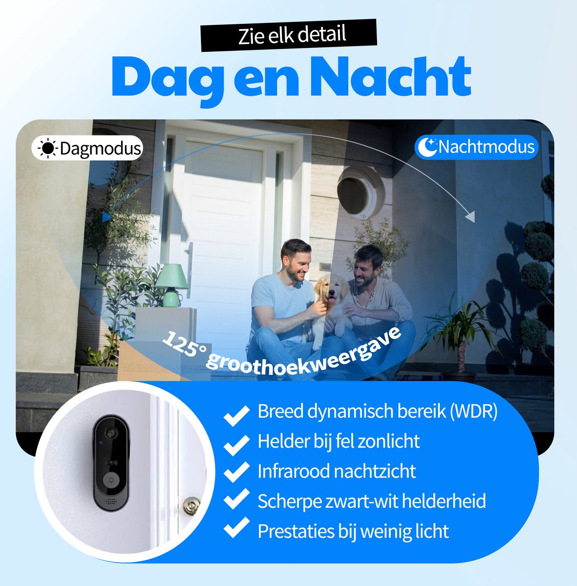 Steen Slimme Deurbel met Camera Draadloos en SD-kaart - afbeelding 3