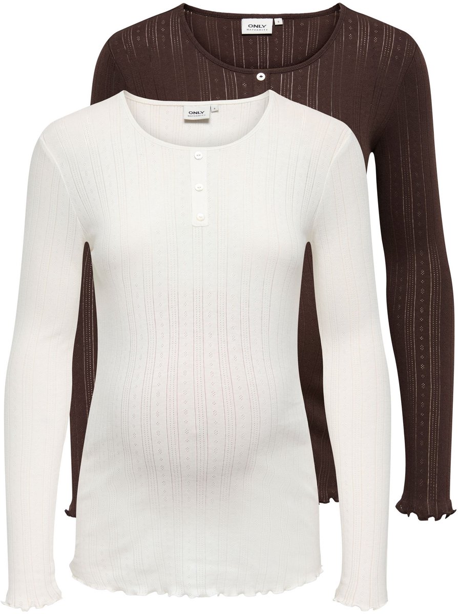 ONLY - OLMVISTA LS HALF PLACKET TOP 2-PACK - Dames - Blouses