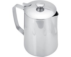 Roestvrijstalen Melkkannetje met Deksel voor Latte Kunst - Perfect voor Koffie en Melkopschuim (1000ML)
