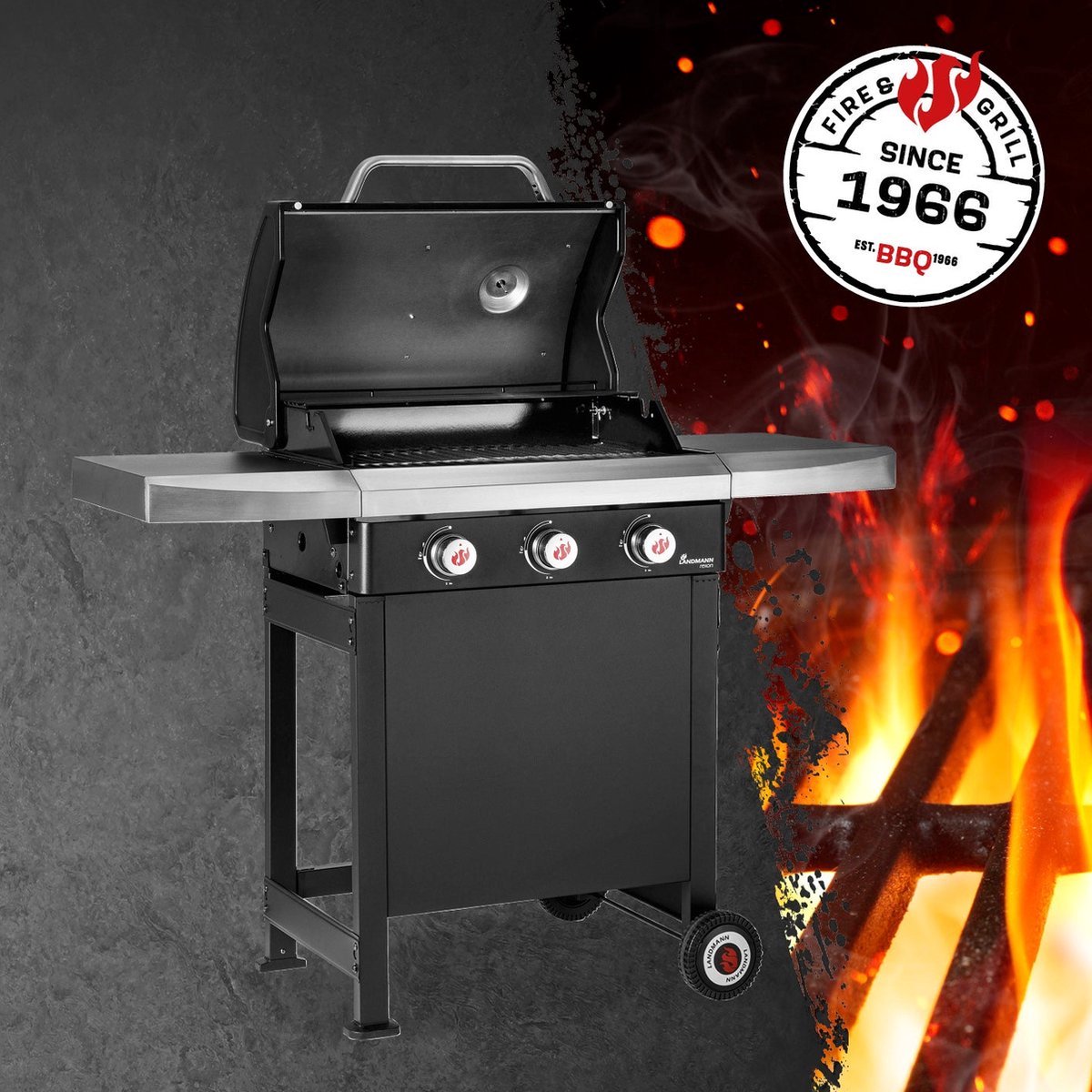 GasBBQ Landmann Trexon PTS 3.1 Zwart - 4 branders - Inclusief gasslang - Gas bbq barbecue – foto 6
