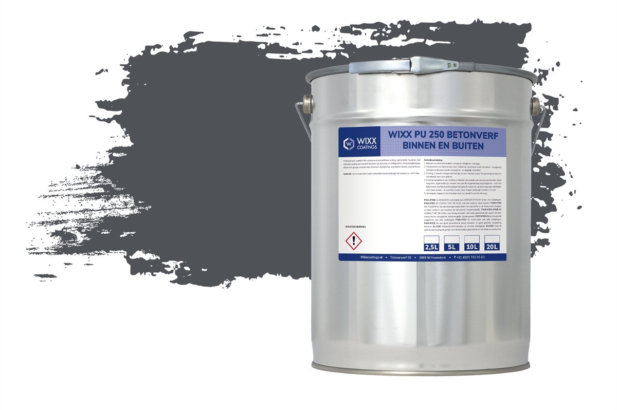 Wixx PU 250 Betonverf Buiten en Binnen - 5L - RAL 7015 | Leigrijs