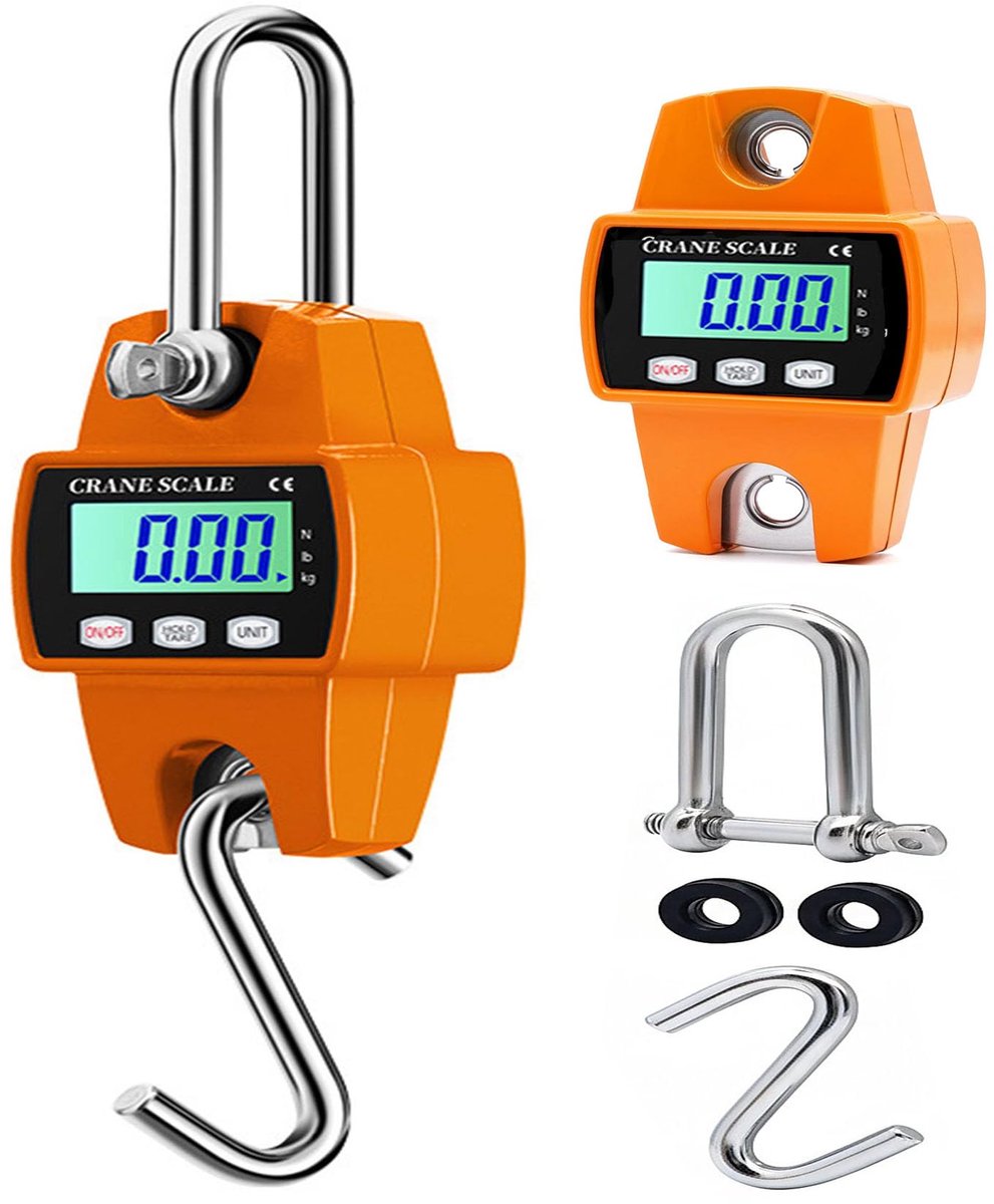 carmdering - Digitale Kranwaage - Digitale Hangweegschaal - Elektronische Weeghaak - 300 Kg Capaciteit - Hold En Tara Functie - Aluminiumlegering - Verlicht Lcd Scherm - Voor Buiten En Reizen - 1 Stuk