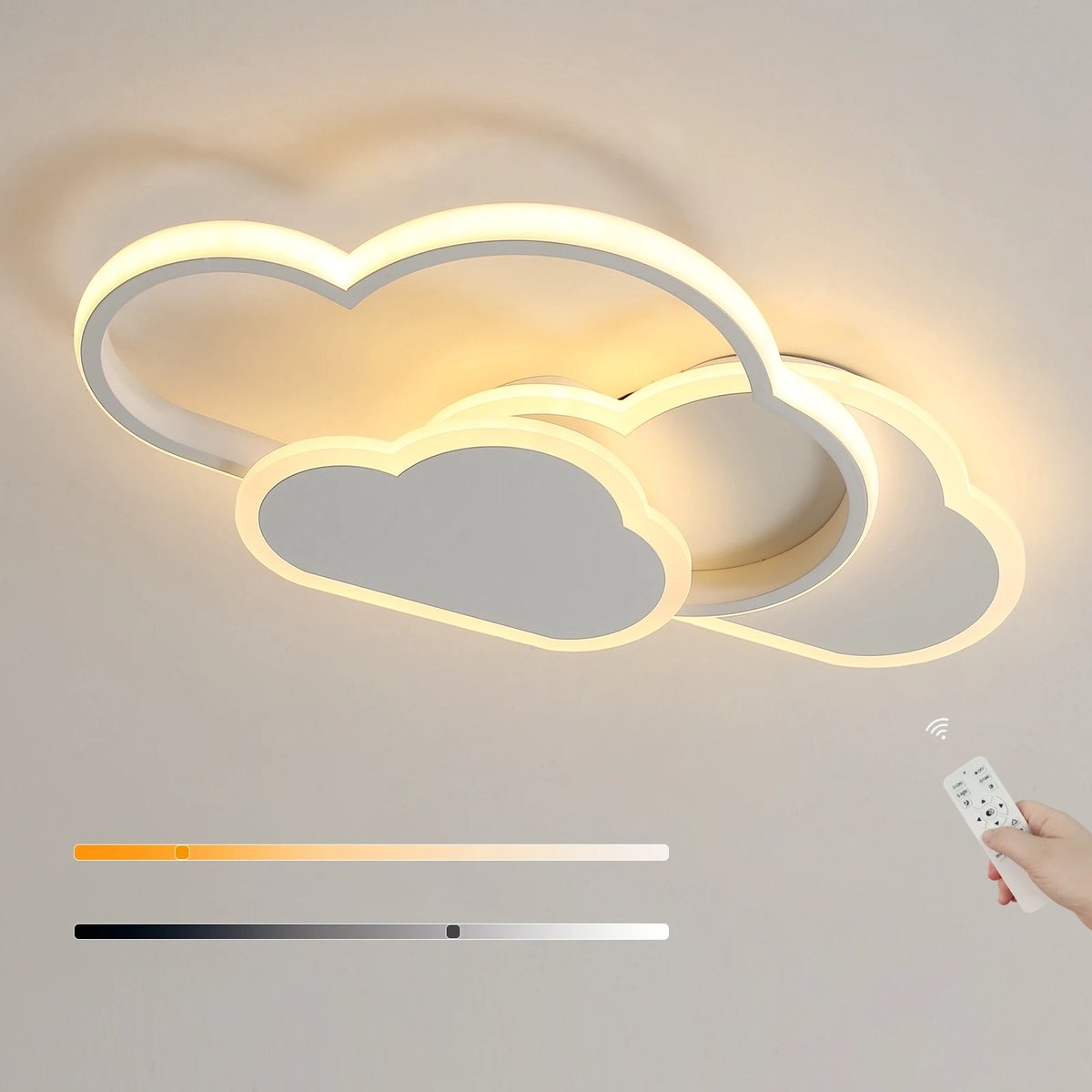 Archi Plafondlamp – Lamp - Cloud Lamp - LED - Dimbaar met Afstandsbediening – 3000-6500K Instelbaar – Modern Wit Design – 32W