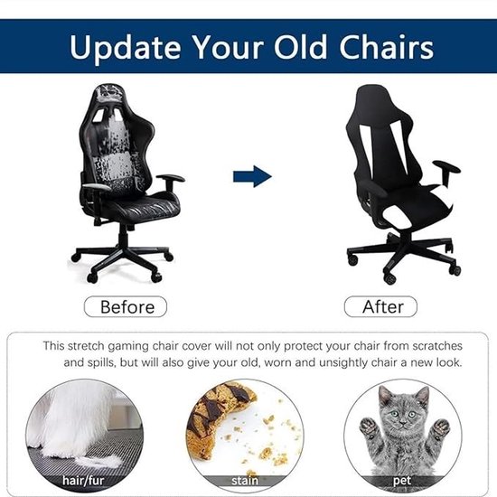 Gamingstoelhoes, elastische bureaustoelhoes, geschikt voor bureaus en stoelen, relaxfauteuils, racestoelen, roze en wit. van Merkloos — afbeelding 2