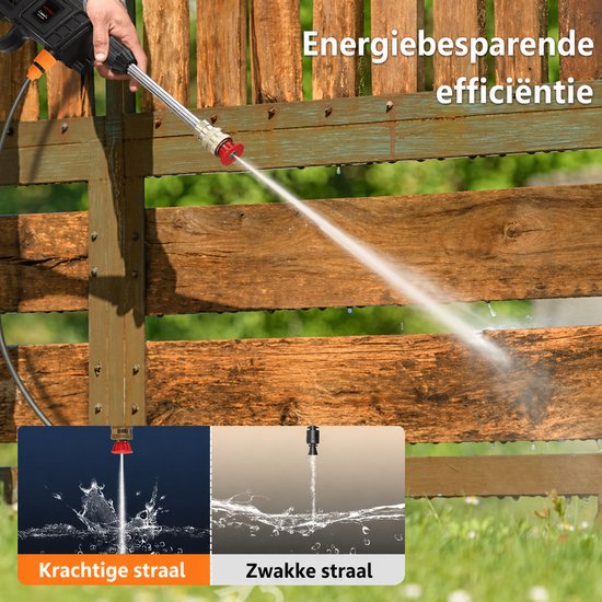 Traumheim®Accu Hogedrukreiniger - Draadloze Hogedrukspuit Auto Wasmachine Set - Complete Accessoires Inclusief 2x Accu — afbeelding 4