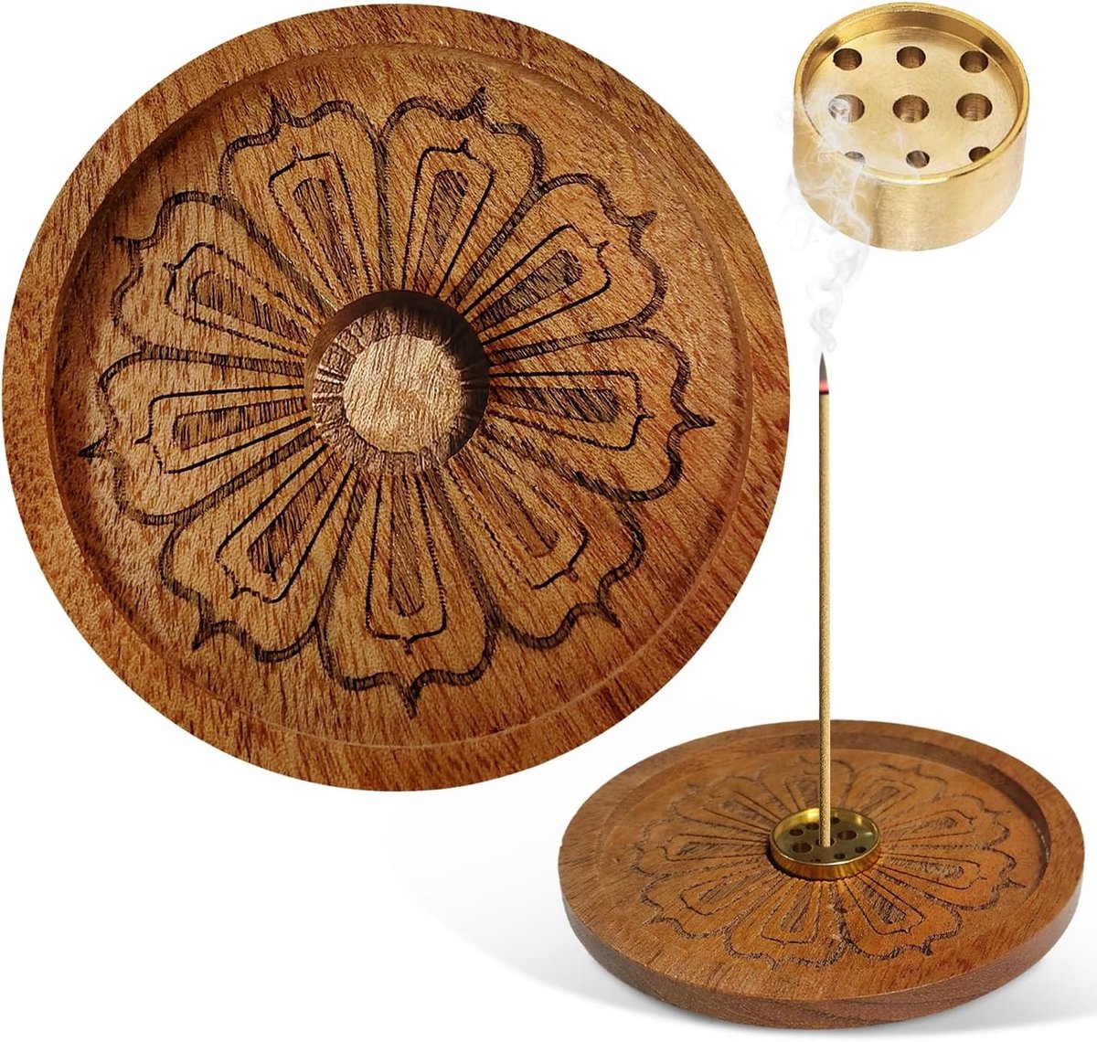 Houten Wierookhouder met 9 Gaten voor Meditatie en Yoga Accessoires