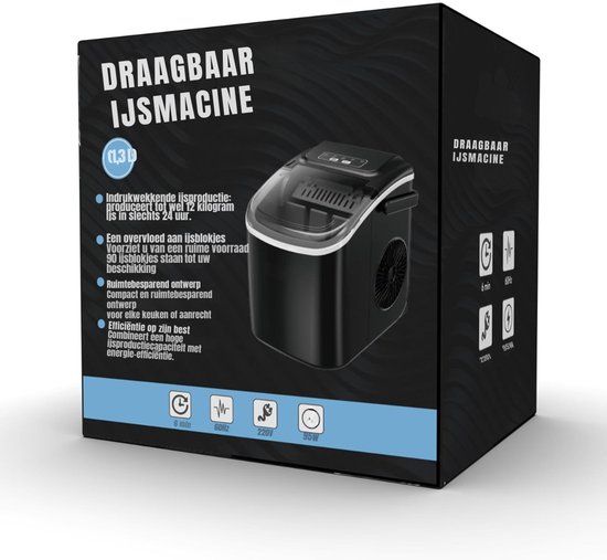 YOR® Ijsblokjesmachine - ijsmachine -ijsblokjesmakers - Supersnel ijsblokjes maken - Zwart - 23cm x 30cm x 29cm van Merkloos — afbeelding 2