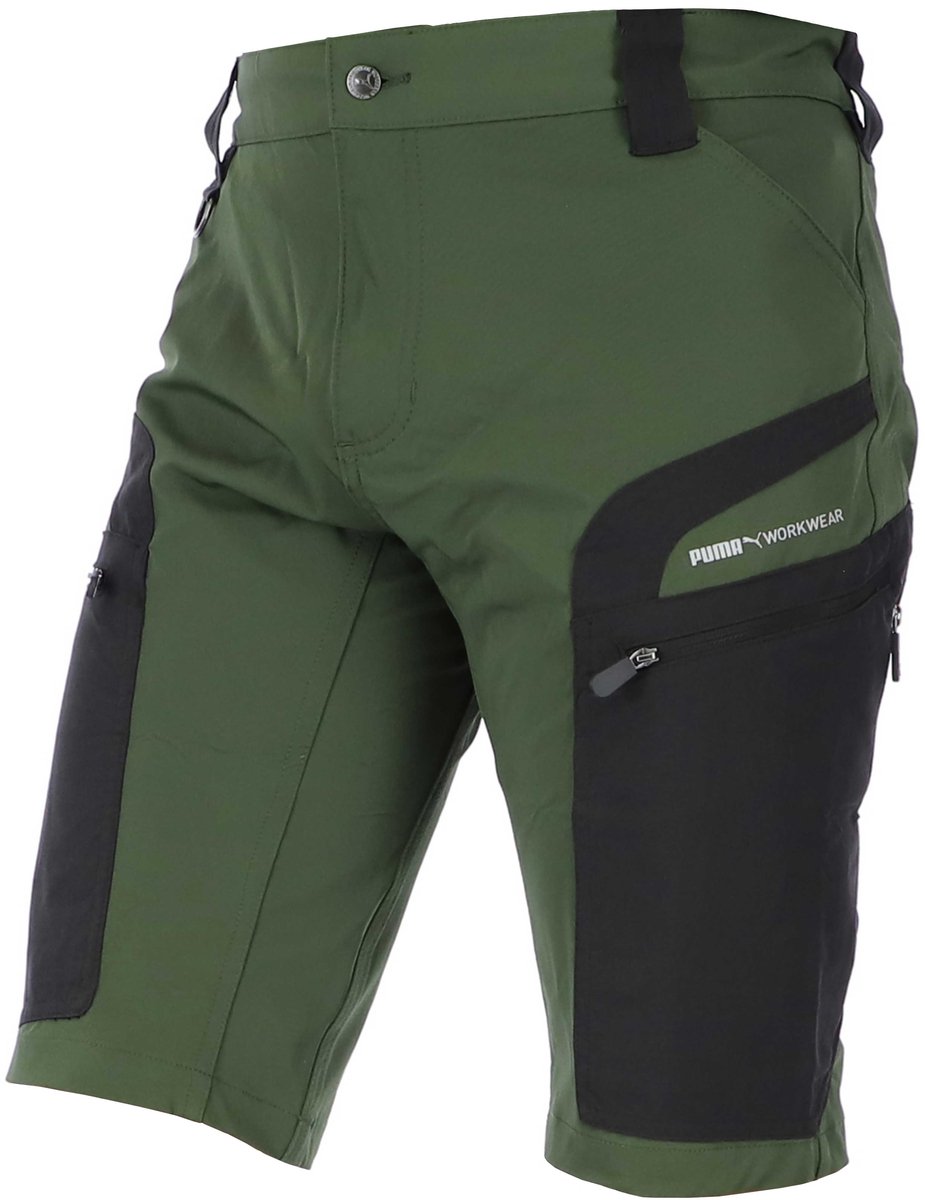 PUMA Workwear Pro One Adventure Shorts – Outdoor short met workwear functionaliteit en D-Ring – 4-way stretch – heren – Oliv – 3XL Groen