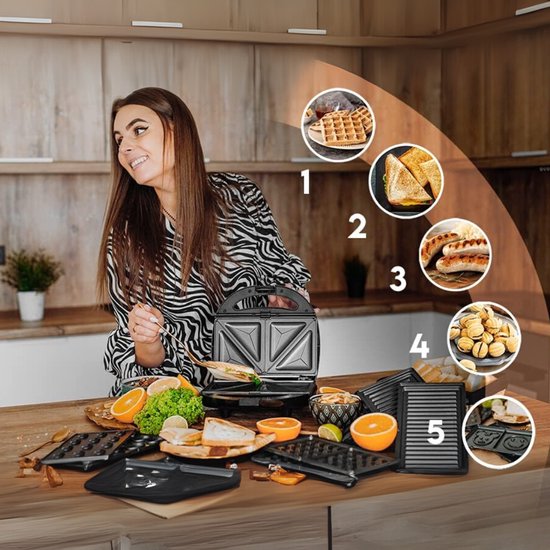 YOR® Contactgrill met uitneembare platen - Contactgrill - Multi grill - Zwart/Zilver - ‎24cm x 22cm x 10cm van Yor — afbeelding 4