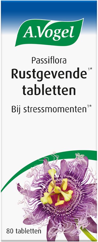 Doosje A. Vogel Passiflora Rustgevende tabletten bij stressmomenten, 80 tabletten.