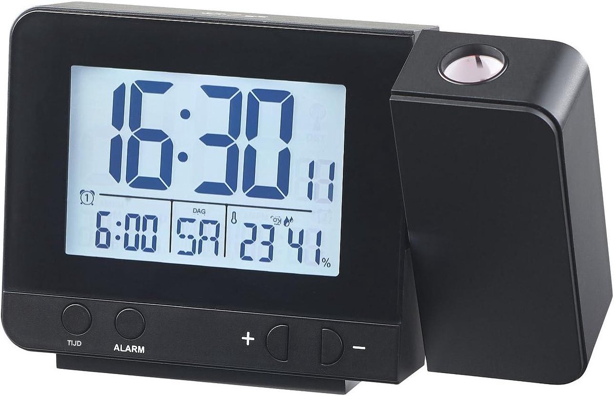 Projectie Klok - Thermo Hygrometer - Rode Projectie Op Wand/Plafond Met Snooze En USB Opladen - 1 Stuk - Zwart