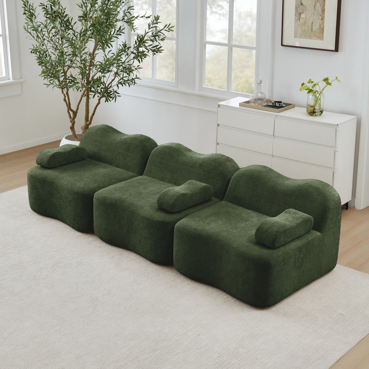 REDOM - Modulaire 3-zits bank - Golvende vorm met diepe zitting - Moderne loungebank voor