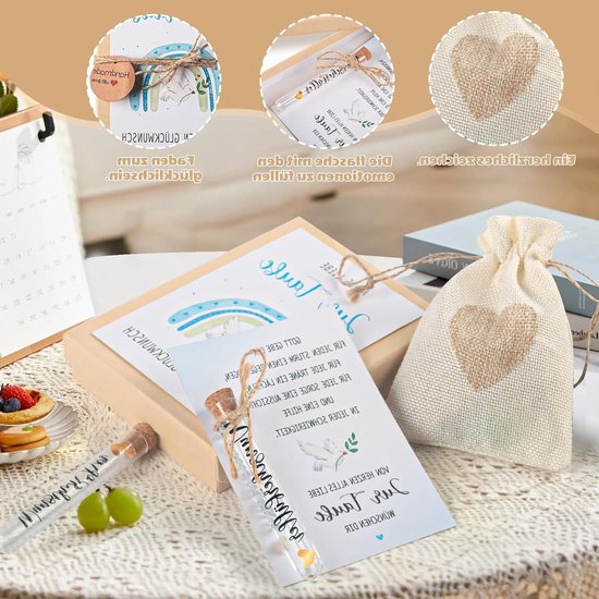 Complete Tauf Gift Set voor Doop met Geldcadeaus, Kaarten, Dozen en Jute Tassen voor Jongens en Meisjes van Merkloos — afbeelding 4