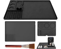 Siliconen Onderlegger Set voor Koffiemachine met Antislip Mat, Tamper Mat en Schoonmaakborstel, 40 x 60 cm, Ideaal voor Espresso en Filterkoffie, Drainer Mat
